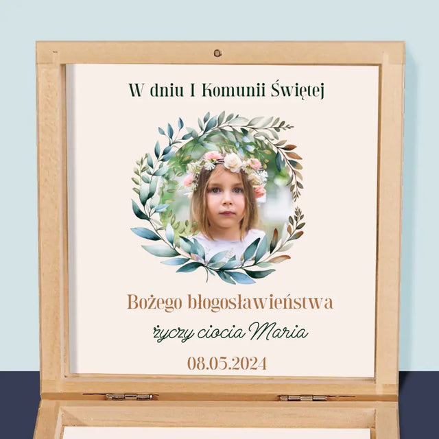 Zdjęcie i Podpis: W Dniu I Komunii Świętej - Różaniec w Pudełku