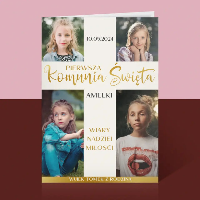 Fotokolaż: Pierwsza Komunia Krzyż - Kartka z Życzeniami
