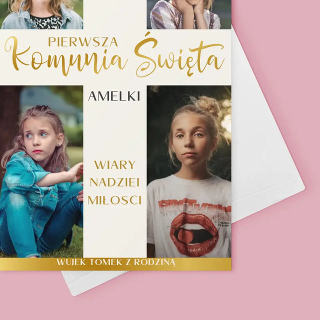 Fotokolaż: Pierwsza Komunia Krzyż - Kartka z Życzeniami