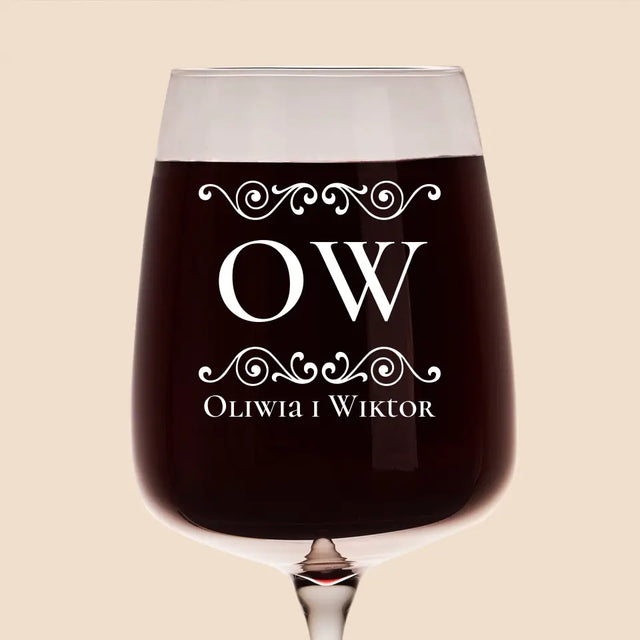 Monogram: Inicjały Imiona - Kieliszek Do Wina