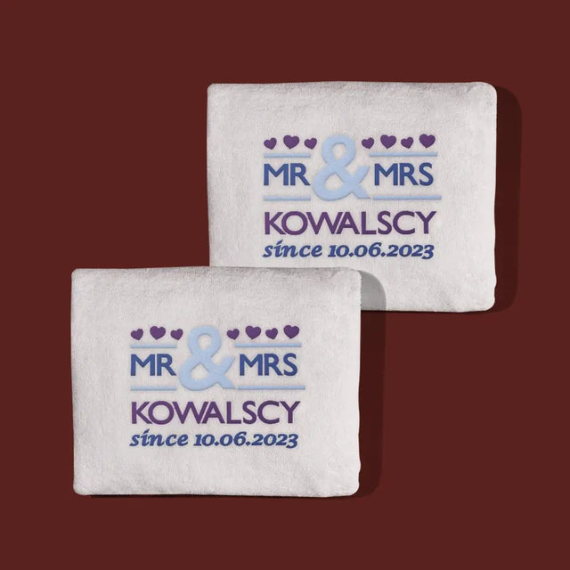 Monogram: Mr&Mrs - Zestaw Ręczników z Haftem