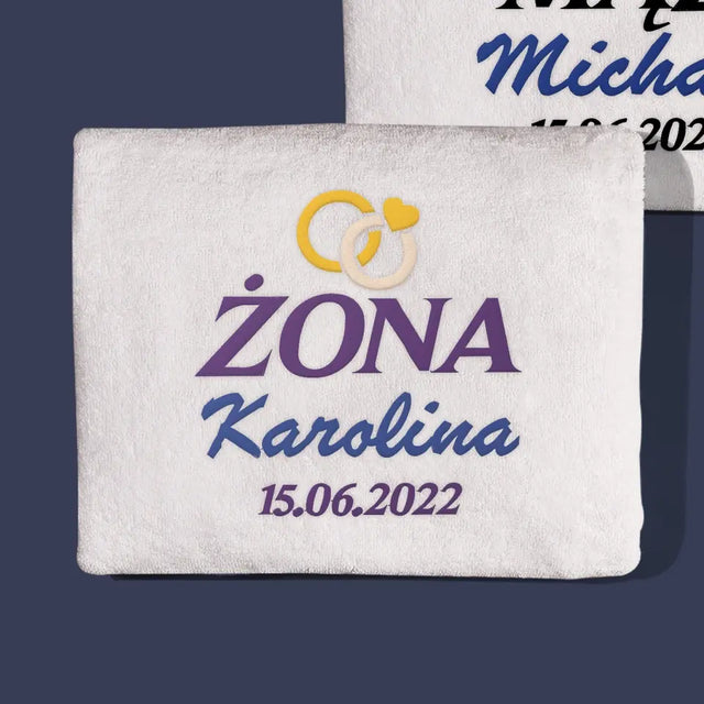 Monogram: Mąż i Żona - Zestaw Ręczników z Haftem