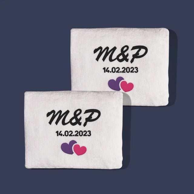 Monogram: Inicjały Serca - Zestaw Ręczników z Haftem