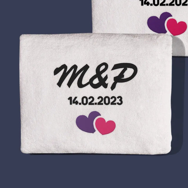 Monogram: Inicjały Serca - Zestaw Ręczników z Haftem