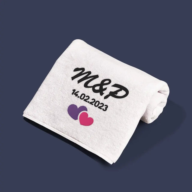 Monogram: Inicjały Serca - Zestaw Ręczników z Haftem