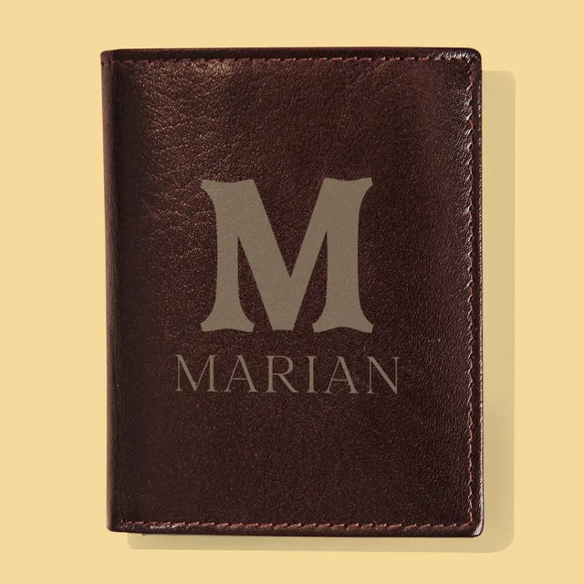 Monogram: Inicjał Imię Retro - Portfel Męski z Grawerem