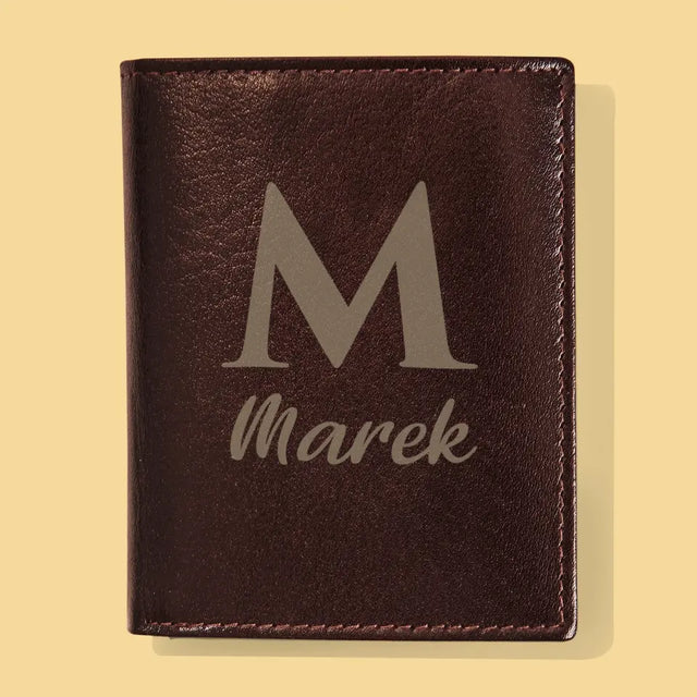 Monogram: Inicjał Imię - Portfel Męski z Grawerem