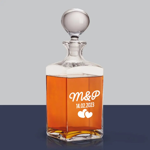 Monogram: Inicjały Serca - Karafka Do Whisky z Grawerem