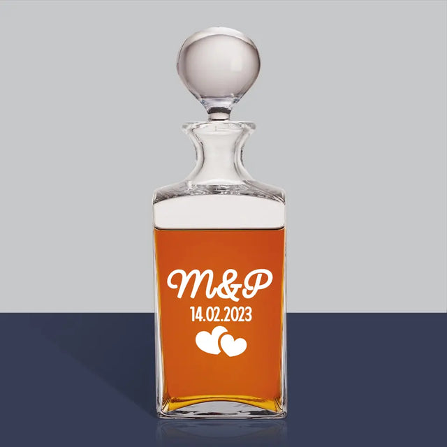 Monogram: Inicjały Serca - Karafka Do Whisky z Grawerem