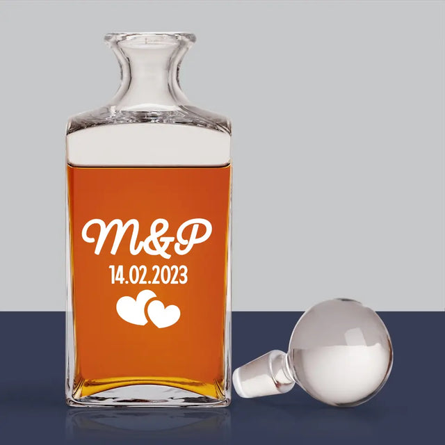 Monogram: Inicjały Serca - Karafka Do Whisky z Grawerem