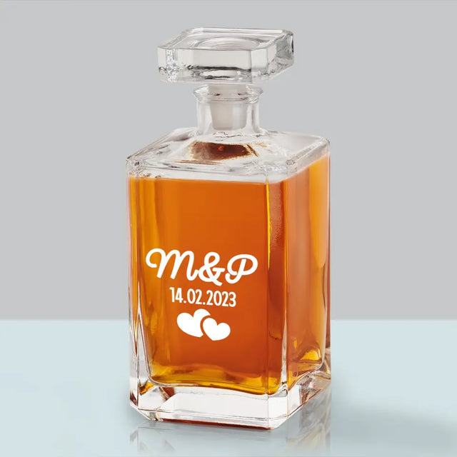 Monogram: Inicjały Serca - Karafka Do Whisky z Grawerem