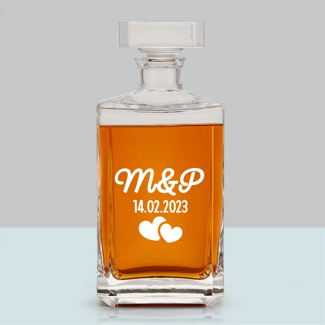 Monogram: Inicjały Serca - Karafka Do Whisky z Grawerem