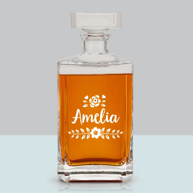 Monogram: Imię Kwiatek - Karafka Do Whisky z Grawerem