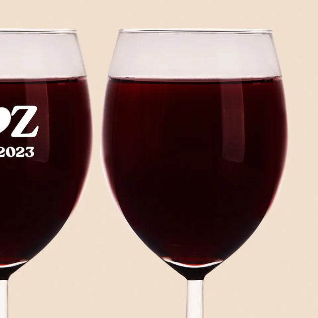 Monogram: Miłosne Inicjały z Datą - Zestaw Kieliszków Do Wina