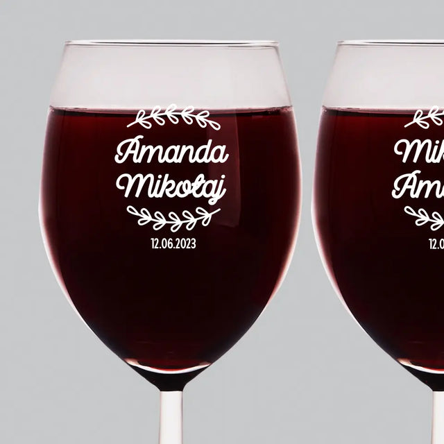 Monogram: Imiona Listki - Zestaw Kieliszków Do Wina