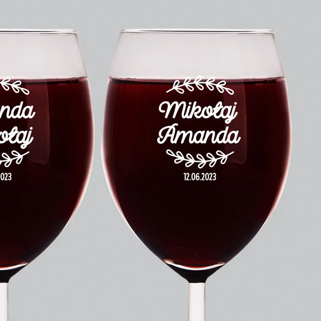 Monogram: Imiona Listki - Zestaw Kieliszków Do Wina