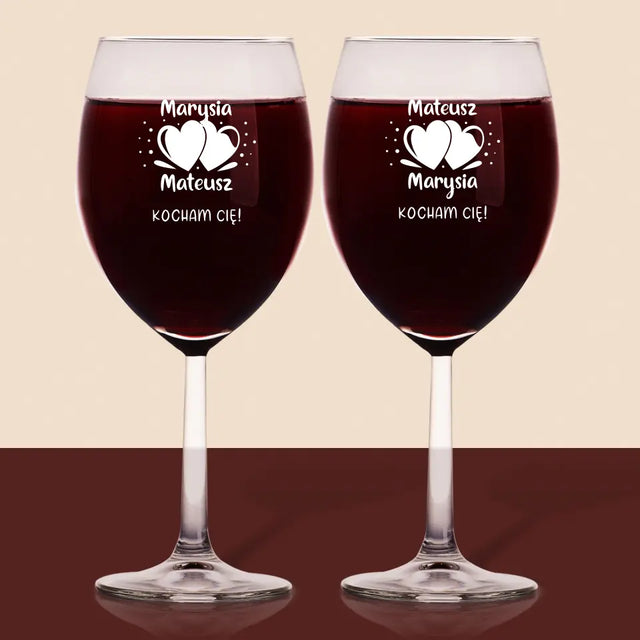 Monogram: Imiona Serca - Zestaw Kieliszków Do Wina