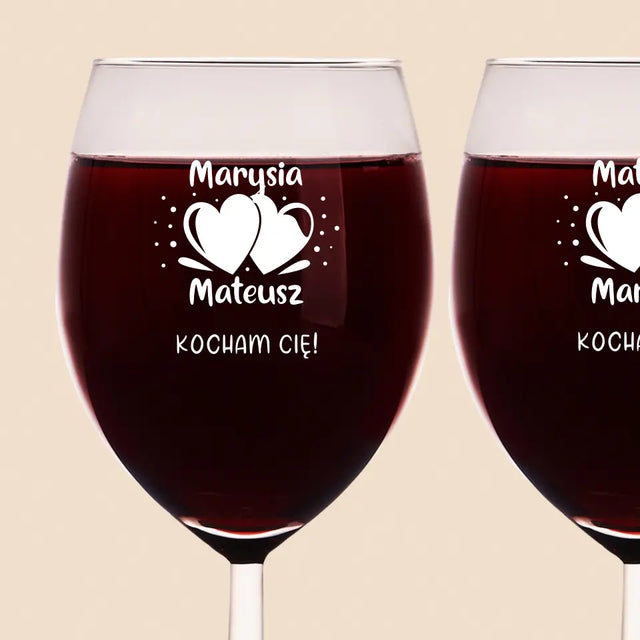 Monogram: Imiona Serca - Zestaw Kieliszków Do Wina