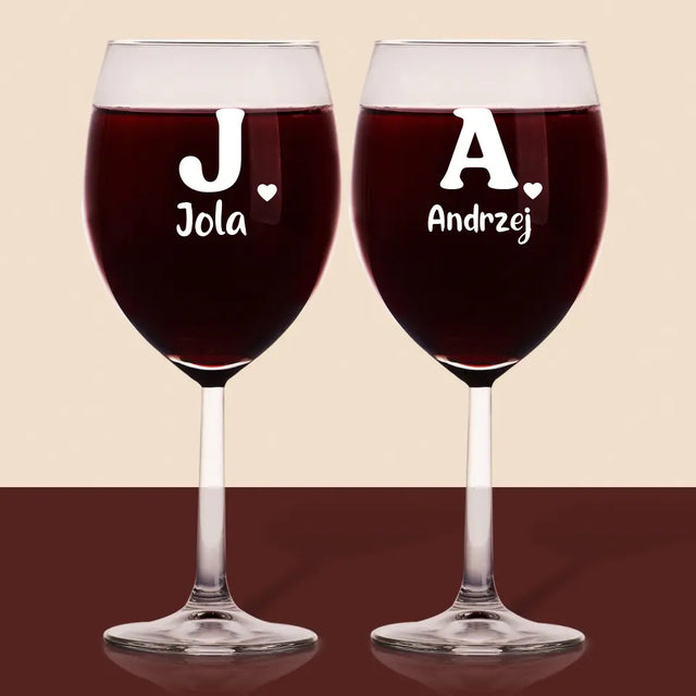 Monogram: Wasze Inicjały Z Imieniem - Zestaw Kieliszków Do Wina