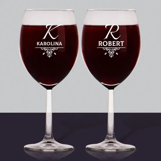Monogram: Inicjały Elegant - Zestaw Kieliszków Do Wina