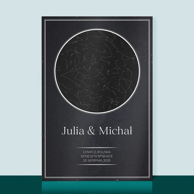 Mapa Gwiazd: Dla Zakochanych - Personalizowany Plakat