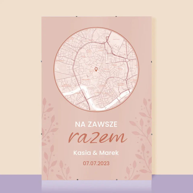 Mapa Miasta: Na Zawsze Razem - Personalizowany Plakat