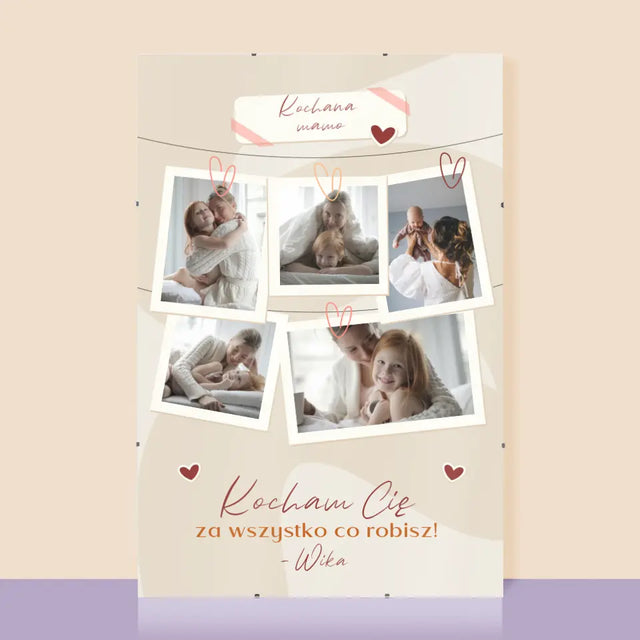Fotokolaż: Kocham Cię Mamo - Personalizowany Plakat