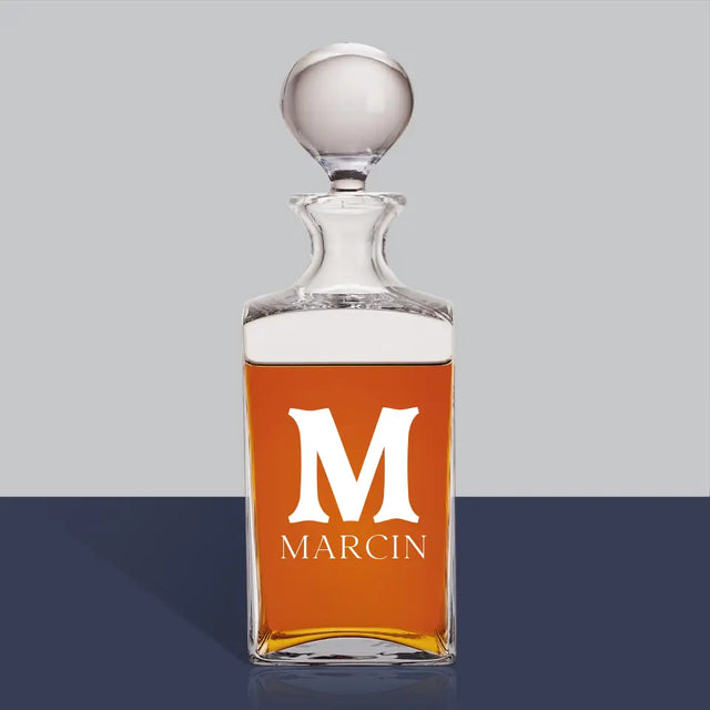 Monogram: Inicjał Imię Retro - Karafka Do Whisky z Grawerem