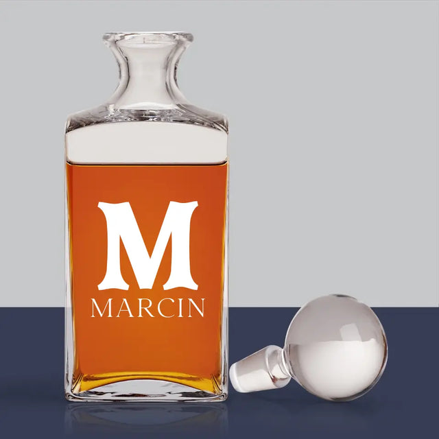 Monogram: Inicjał Imię Retro - Karafka Do Whisky z Grawerem