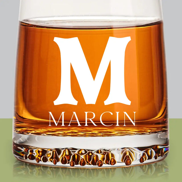 Monogram: Inicjał Imię Retro - Szklanka Do Whisky