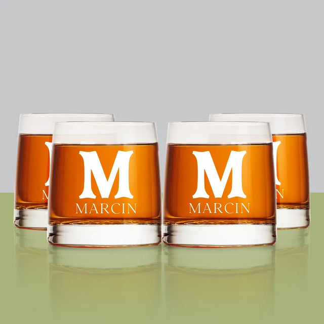 Monogram: Inicjał Imię Retro - Szklanka Do Whisky