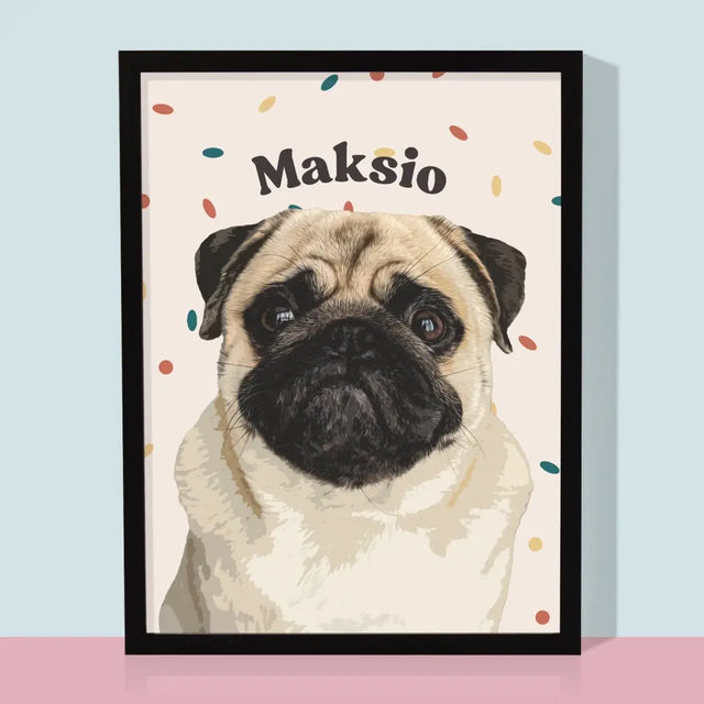 Portret Zwierzaka: Mops - Wydruk ze Zdjęciem Zwierzaka