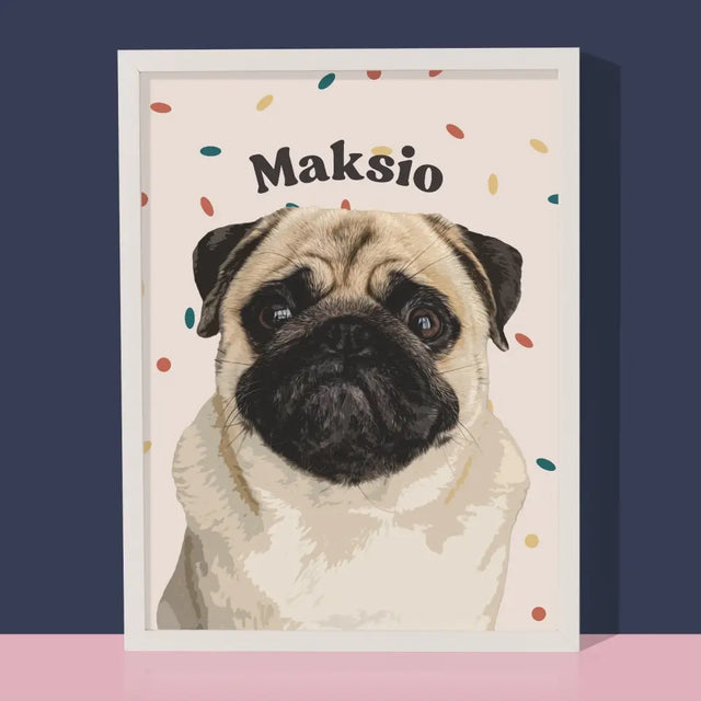 Portret Zwierzaka: Mops - Wydruk ze Zdjęciem Zwierzaka