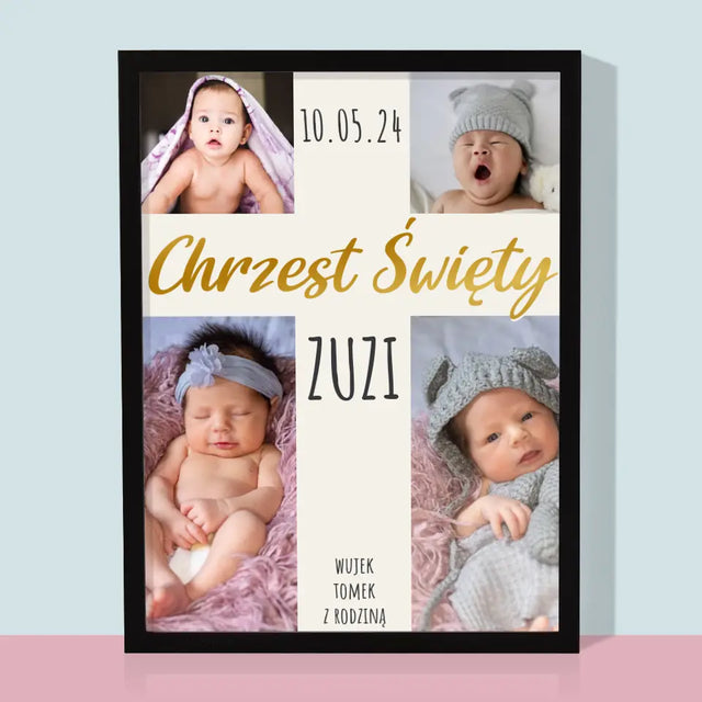 Fotokolaż: Chrzest Święty Krzyż - Wydruk Obramowany