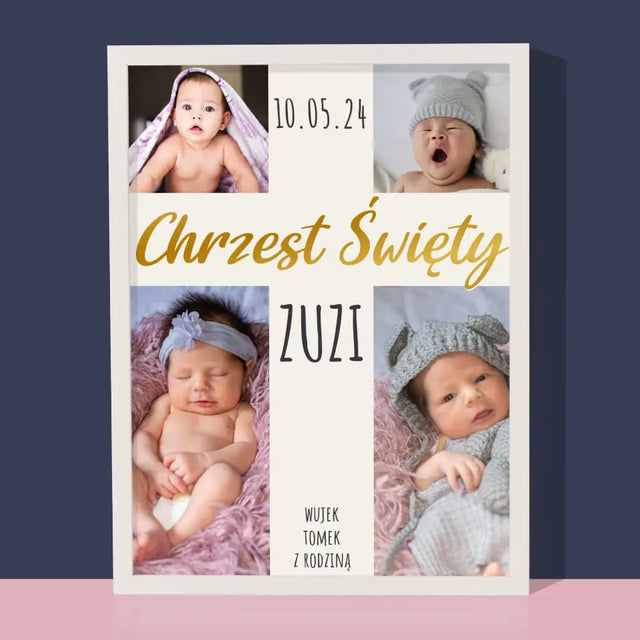 Fotokolaż: Chrzest Święty Krzyż - Wydruk Obramowany