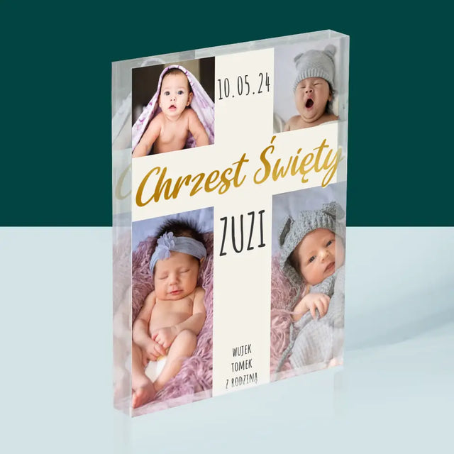 Fotokolaż: Chrzest Święty Krzyż - Blok Akrylowy z Nadrukiem