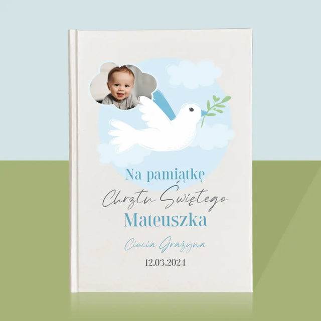 Zdjęcie i Podpis: Pamiątka Chrztu Gołąbek - Biblia z Nadrukiem