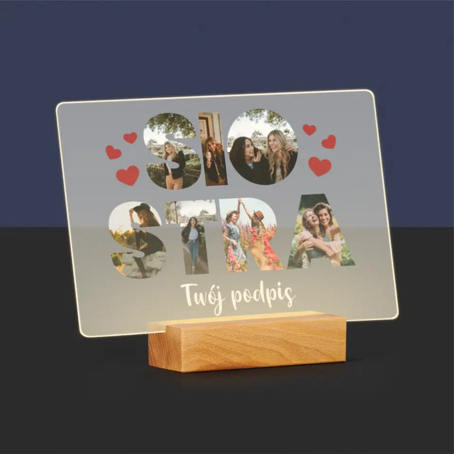 Słowo Ze Zdjęć: Siostra - Wydruk Na Szkle Akrylowym