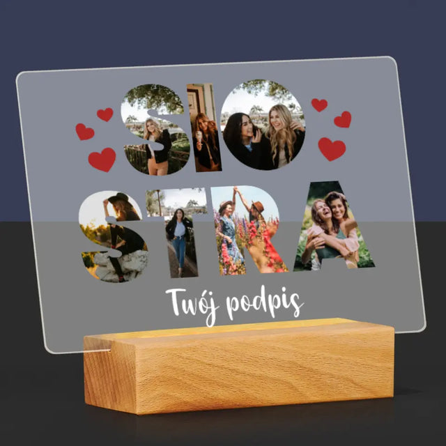 Słowo Ze Zdjęć: Siostra - Wydruk Na Szkle Akrylowym