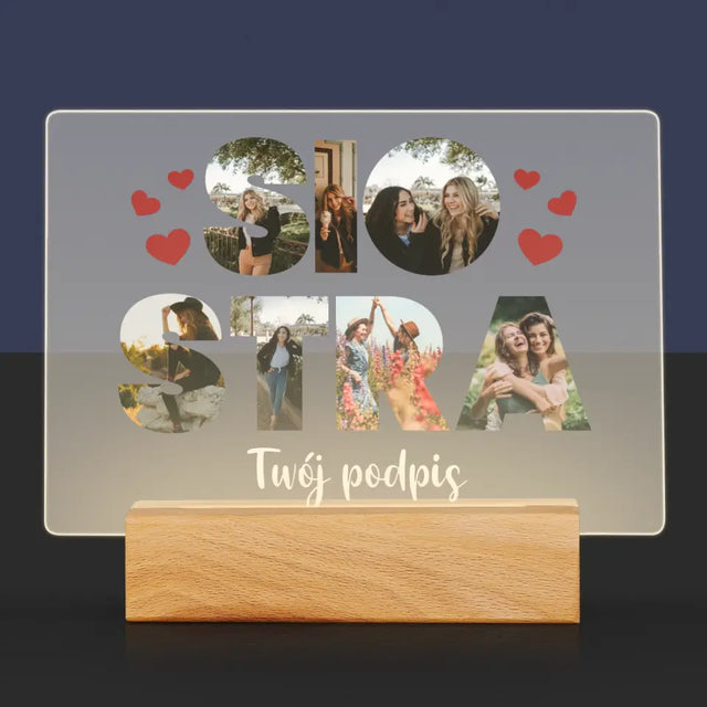 Słowo Ze Zdjęć: Siostra - Wydruk Na Szkle Akrylowym