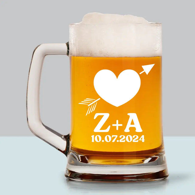 Monogram: Inicjały Serce Ze Strzałą - Kufel Do Piwa