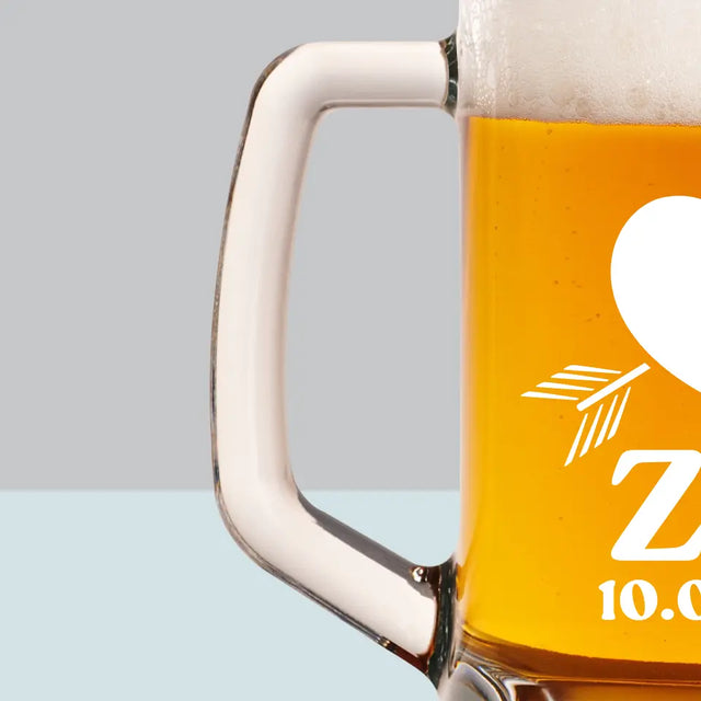 Monogram: Inicjały Serce Ze Strzałą - Kufel Do Piwa