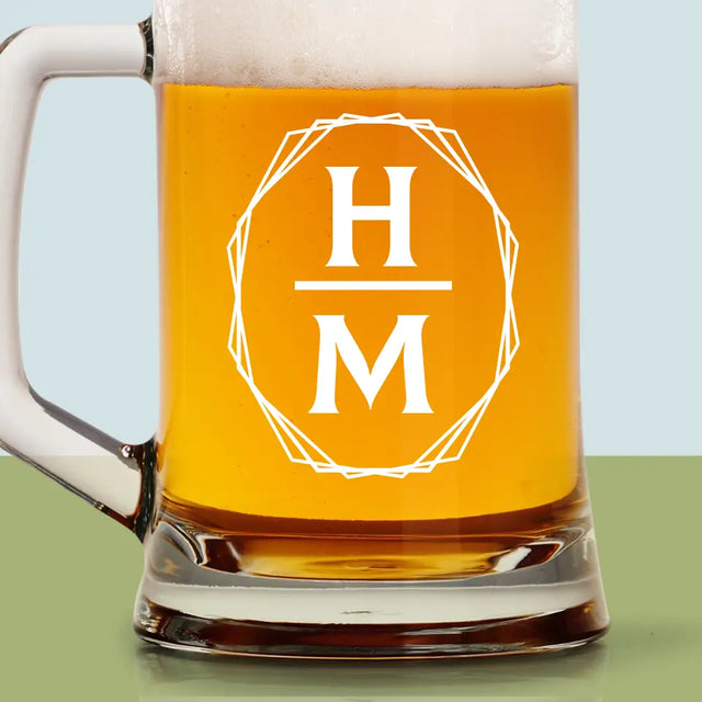 Monogram: Inicjały w Ramce - Kufel Do Piwa