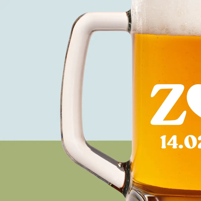 Monogram: Miłosne Inicjały z Datą - Kufel Do Piwa