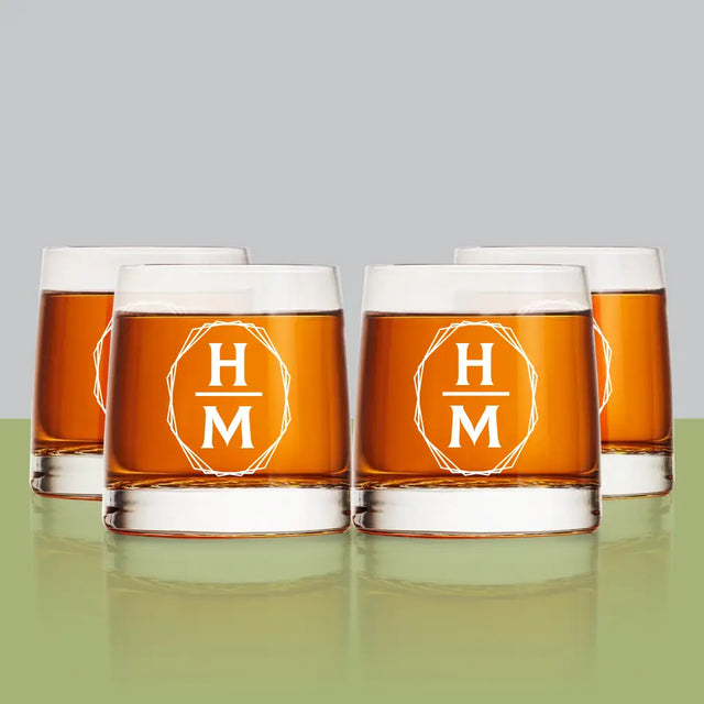 Monogram: Inicjały w Ramce - Szklanka Do Whisky