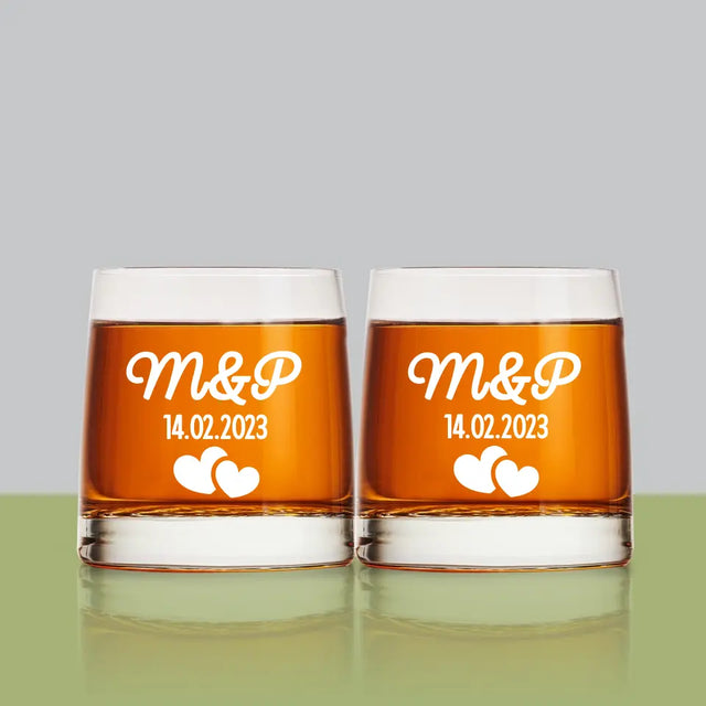 Monogram: Inicjały Serca - Szklanka Do Whisky