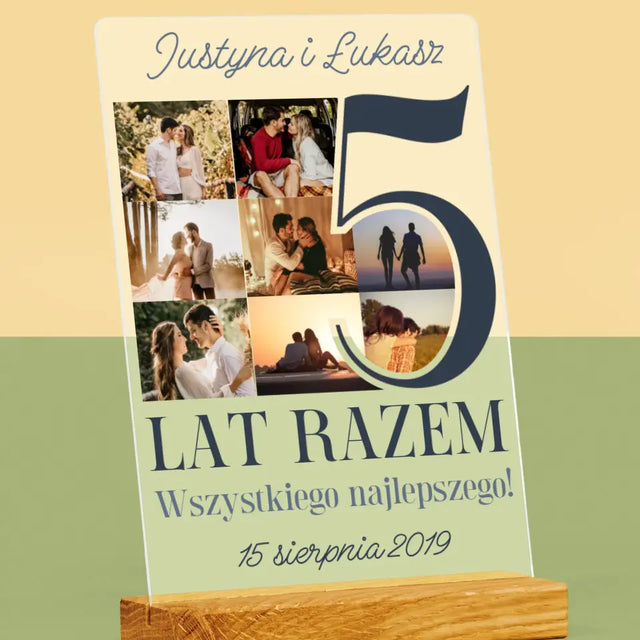 Fotokolaż: 5 Lat Razem - Wydruk Na Szkle Akrylowym