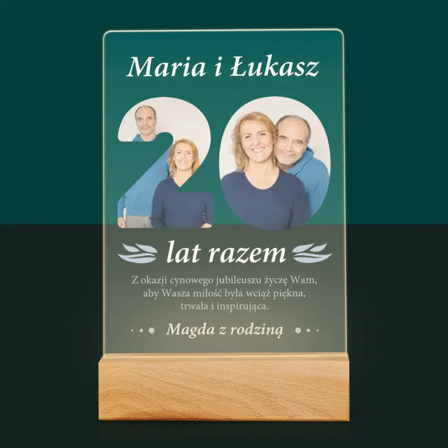 Słowo Ze Zdjęć: 20 Lat Razem - Wydruk Na Szkle Akrylowym