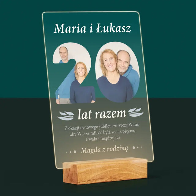 Słowo Ze Zdjęć: 20 Lat Razem - Wydruk Na Szkle Akrylowym