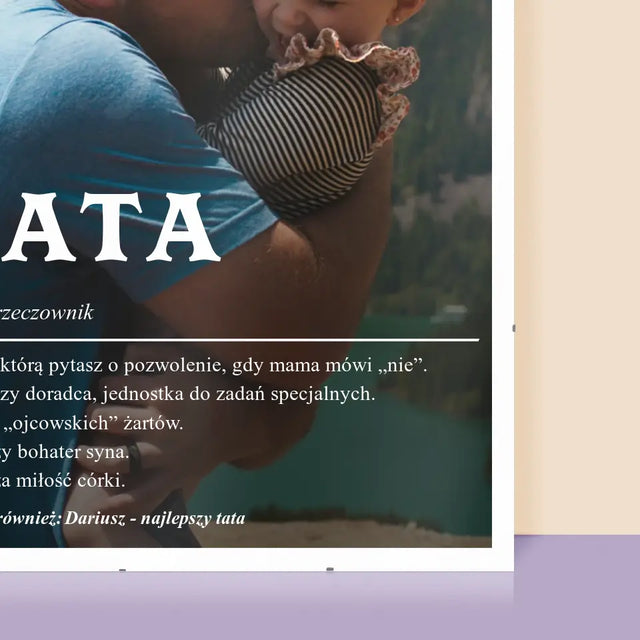 Zdjęcie i Podpis: Definicja Tata - Personalizowany Plakat